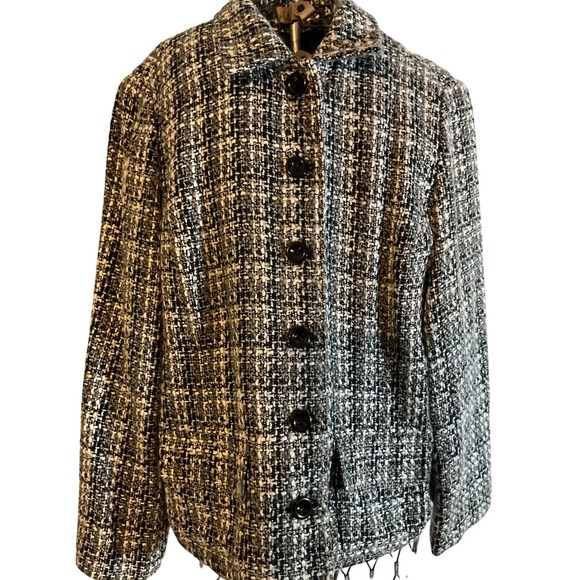 croft & barrow Jackets & Blazers - Croft & Barrow Women's XL Black White Tweed Blazer Jacket